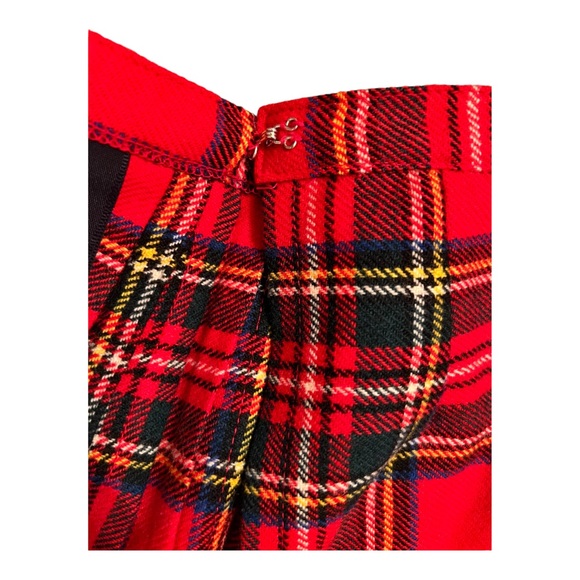 Wool Scotland Red Tartan Plaid pleated Skirt / Small/ Adjustable - Picture 4 of 8